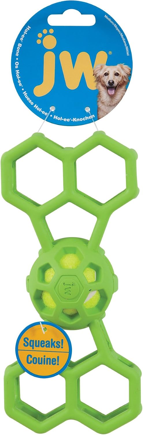 JW Pet Hol-ee Bone w/Squeaker Dog Chew Puzzle Toy, Medium
