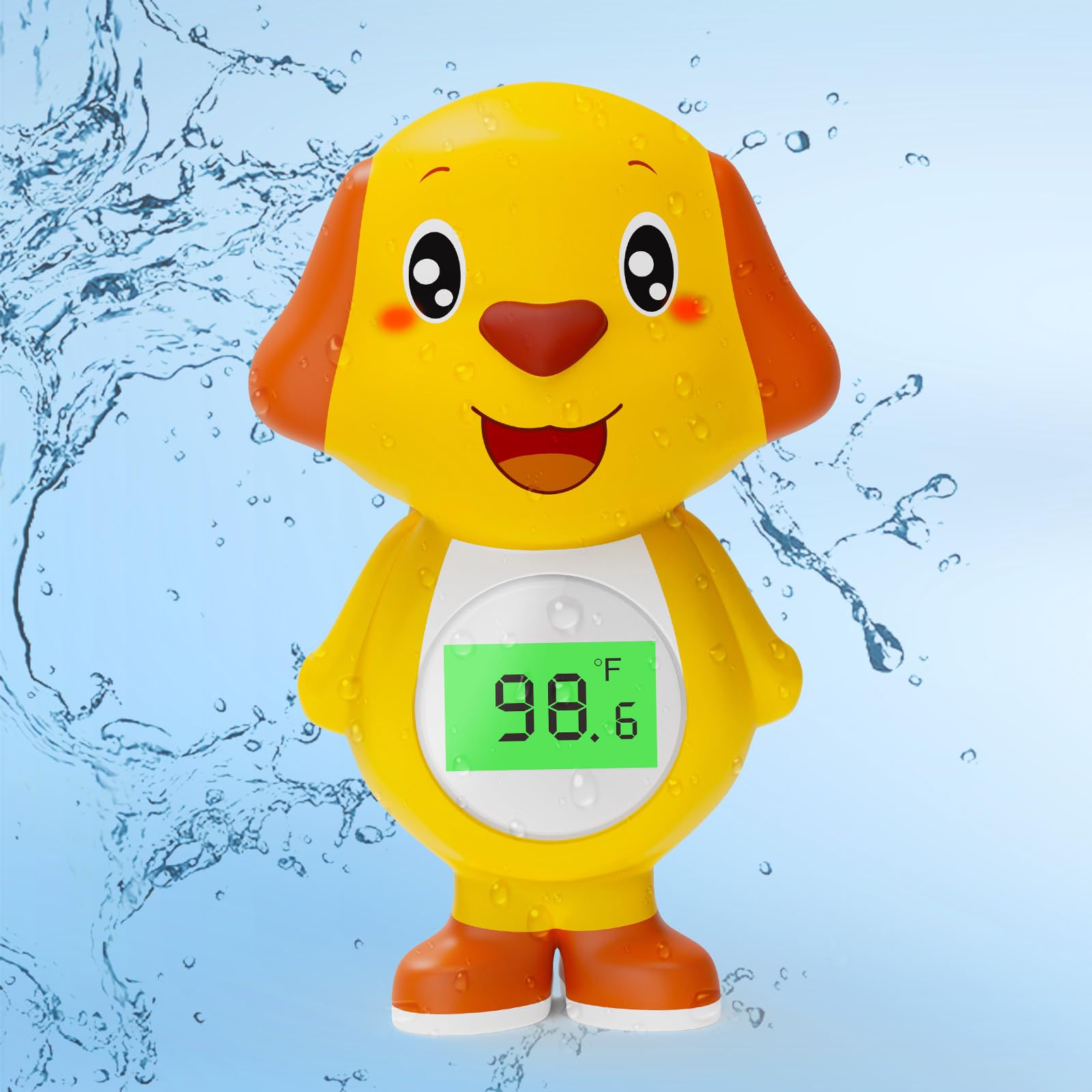 Baby Bath Thermometer Safety, 3 Colours Backlit Digital Warning Water Thermometer, Suitable for Bath Tub Floating Toy (Yellow)