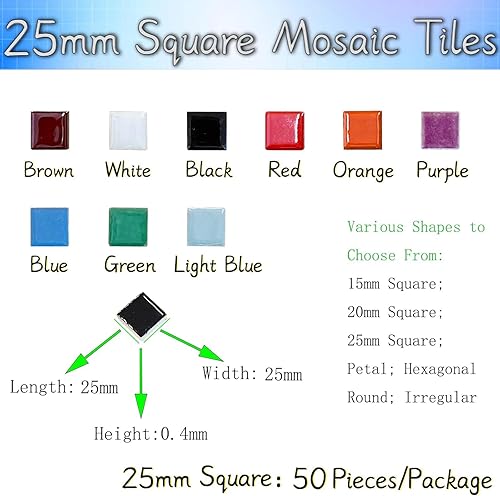 Miniatura 6 de 100 piezas de azulejos de mosaico de cerámica de 35 pulgadas, formas cuadradas, piezas de cerámica manchadas, suministros para manualidades,