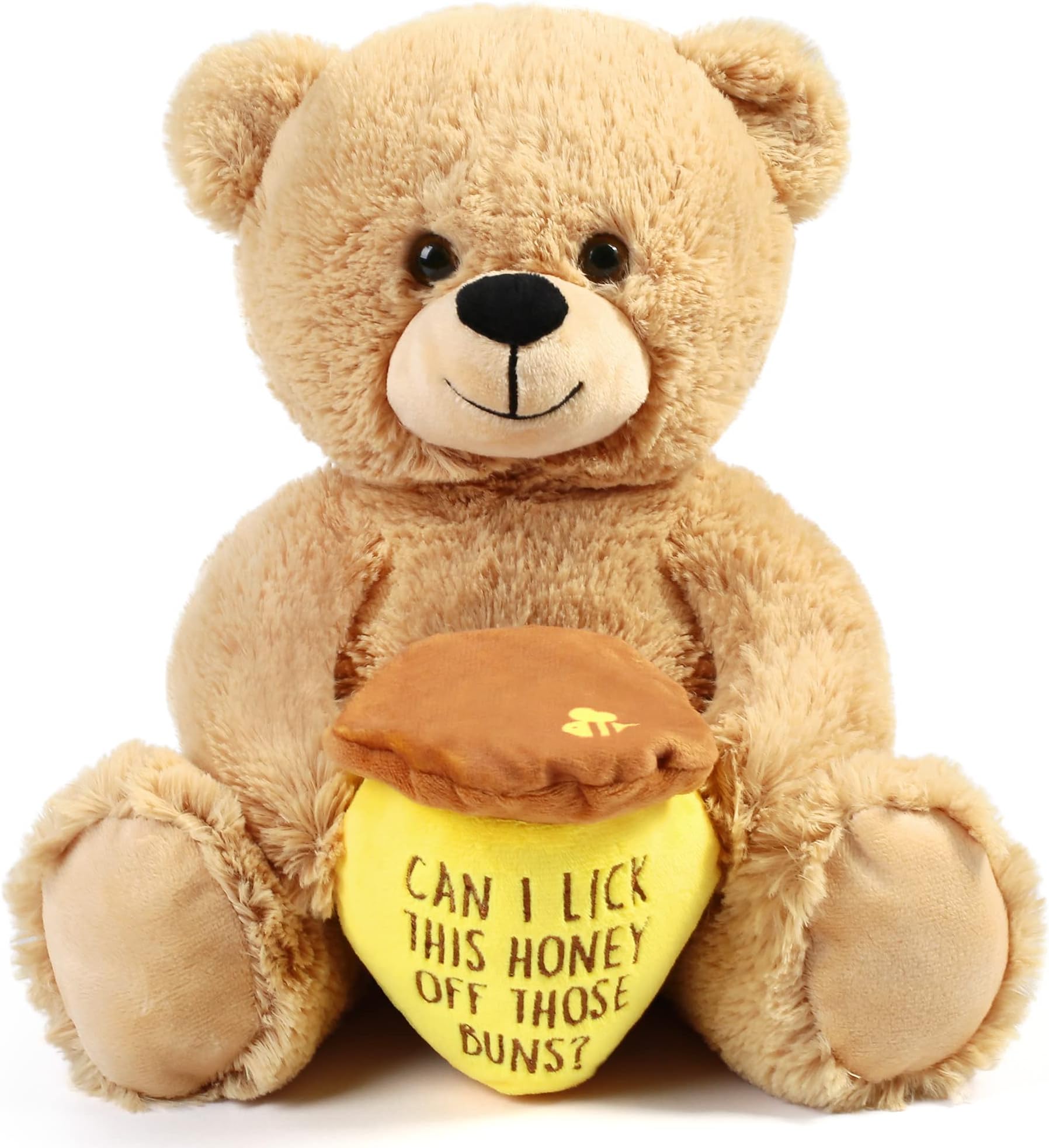 BenBen Valentines Day Gifts for Her, Women, Girlfriend, Wife, Best Friend, 10 inch Teddy Bear Stuffed Animal with Honey Pot, Funny Bear Plush Toy Gift for Birthday, Anniversary, Christmas