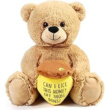 BenBen Teddy Bear Stuffed Animal with Honey Pot, 10 inch Funny Bear Plush Toy Gift for Birthday, for Her, Women, Girlfriend, Wife