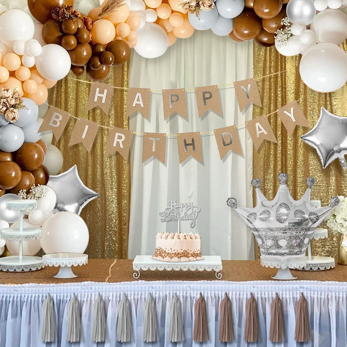 Brown Birthday Decorations, Brown Balloons Beige Balloons White Balloons Macaron Grey Balloons ...