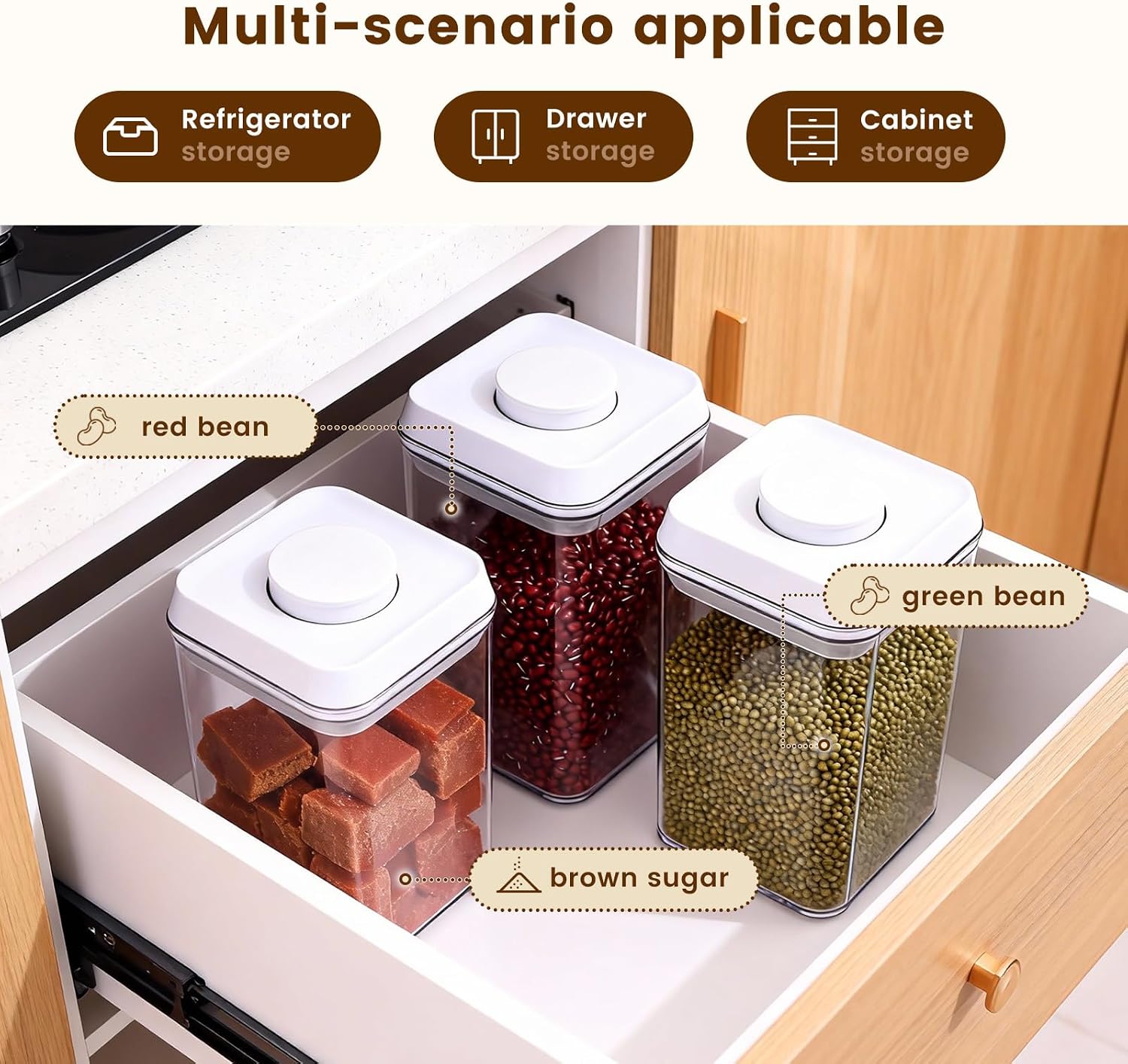 Brown Sugar Container Airtight with Spoon& Brown Sugar Saver 1.6 Qt