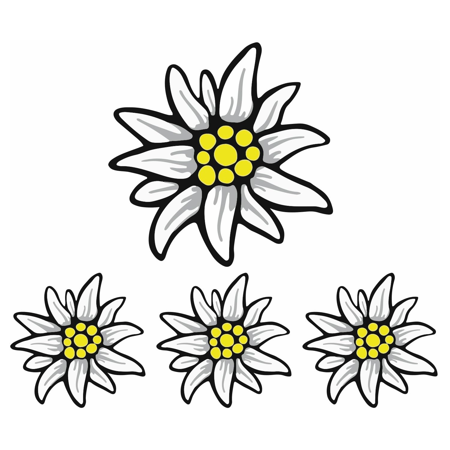 Pack of 4 Stickers | Alps Edelweiss Bavaria | Car Sticker | Made in Germany Flower Decor