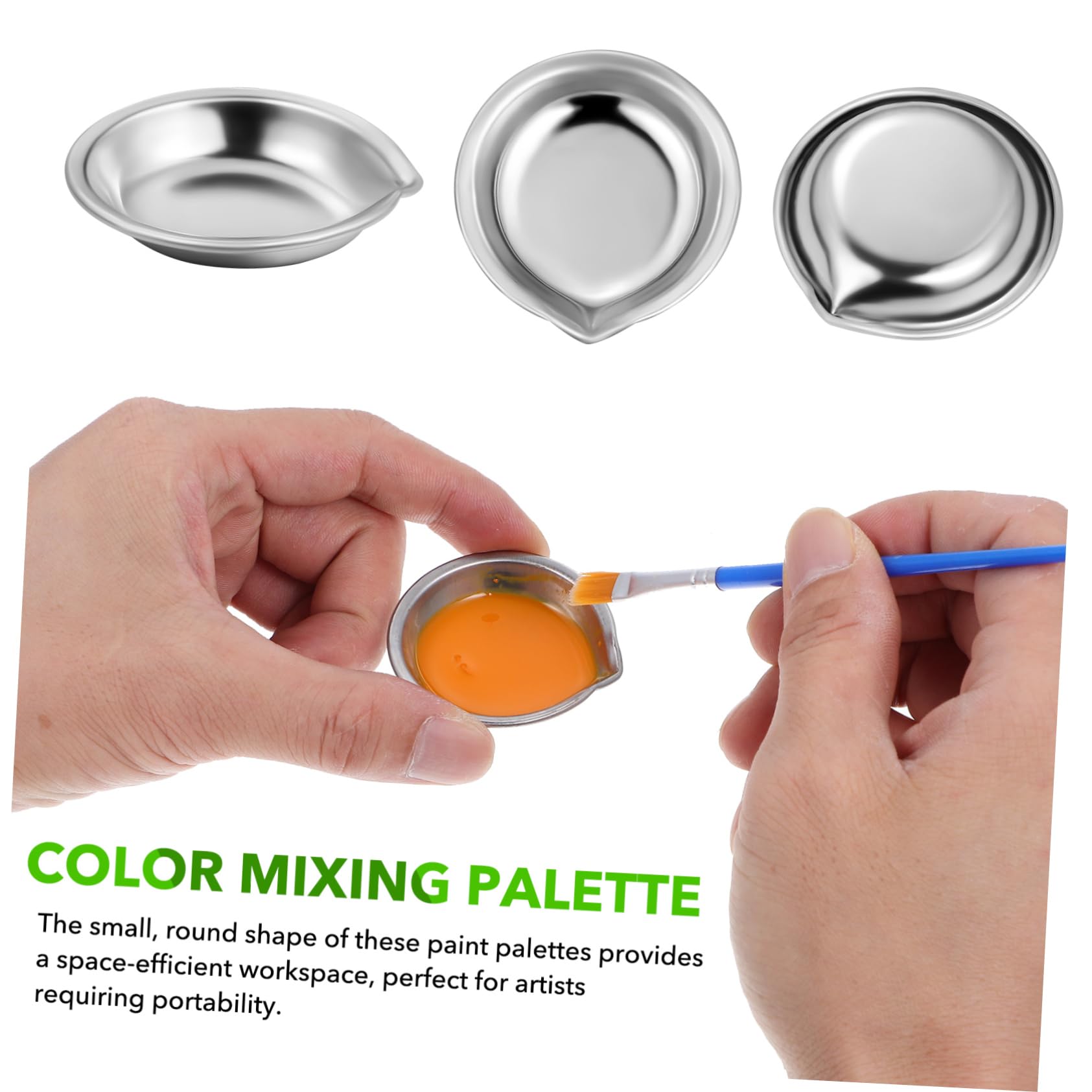 Uonlytech 4 Ensembles Palette Plateau Peinture Artiste Tasses Petit Métallique Réutilisable Artisanat Acier Inoxydable 18 Pièces * 4