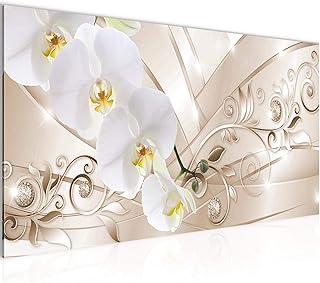 Quadri Moderni Orchidea Fiori Tela Non Tessuta Soggiorno Corridoio Astratto Beige 209112b