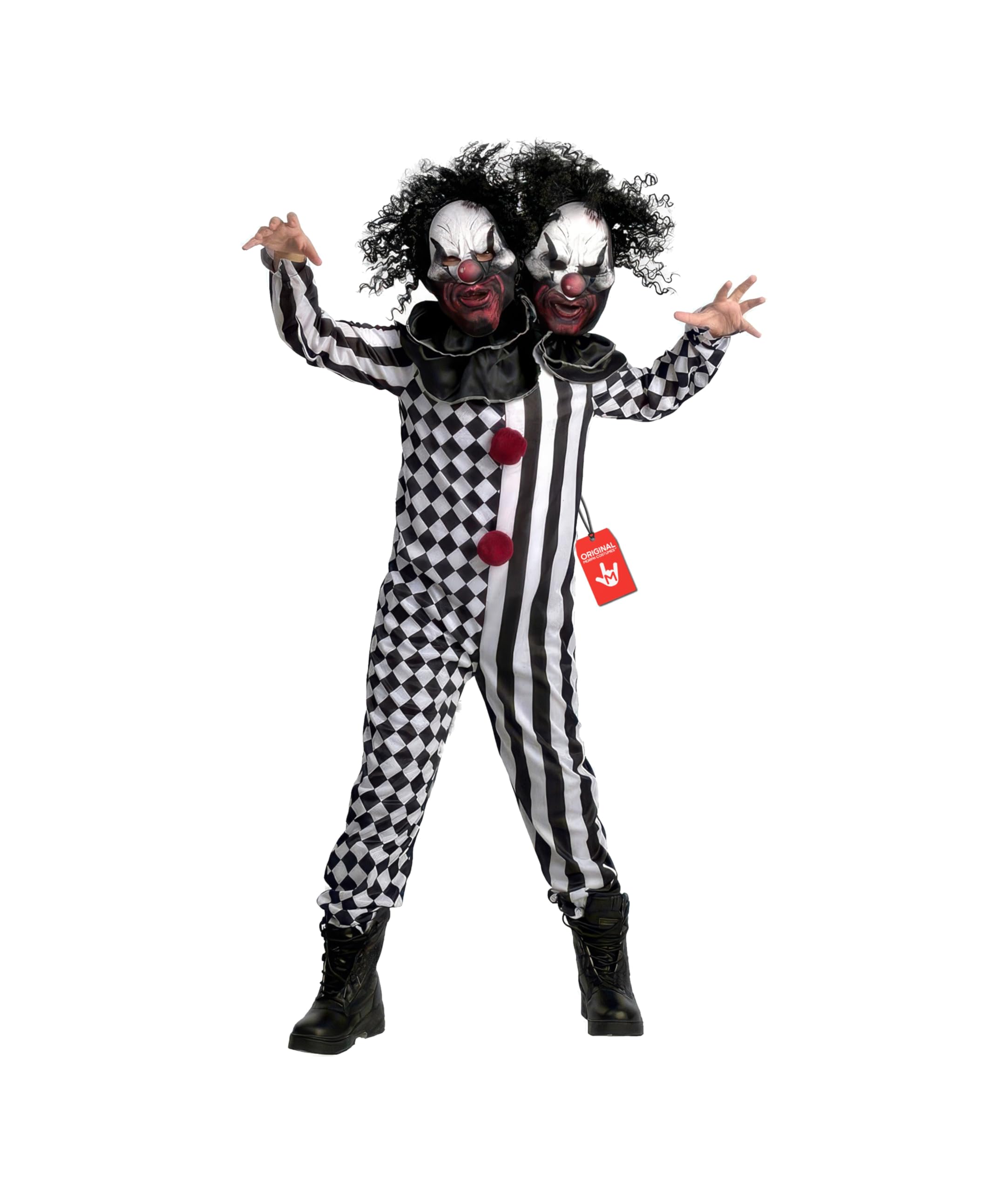 Morph Deluxe Disfraz Payaso Asesino Niño 2 Cabezas y Niña, Payaso Siniestro Halloween Niños, Miedo