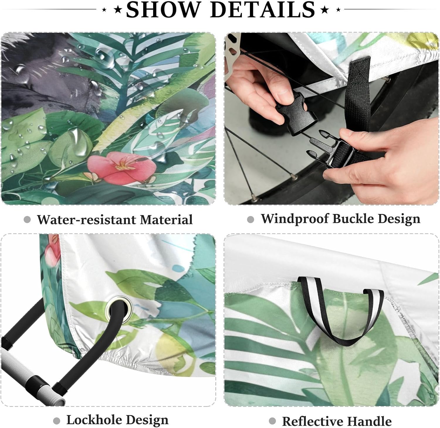 ALAZA Panda Jungle Leaf Bike Cover Waterproof Outdoor Ebike Bicycle Covers Tarp Protection for 1/2 Bikes, Sun UV Dust Wind Proof