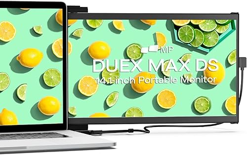 Mobile Pixels Nuevo Duex Max DS 14.1'' FHD 1080p Extensor de Pantalla para Laptop, Puertos USB Type-CHDMI, Monitor Portátil para Laptops de 14'' a