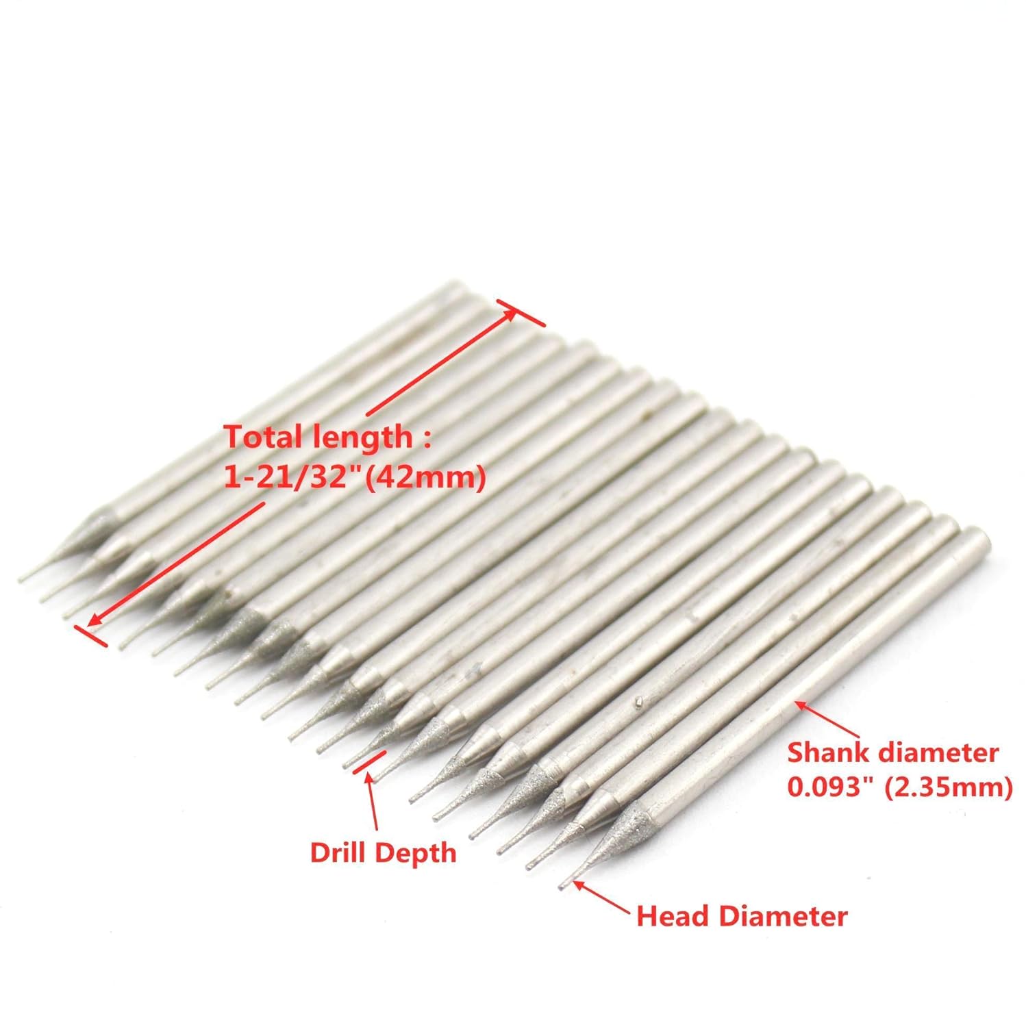 JINGLING Diamond Hole Saws 0.5mm Cylindrical Grinding Bits Jewelry Tools for Stone Pack of 30Pcs