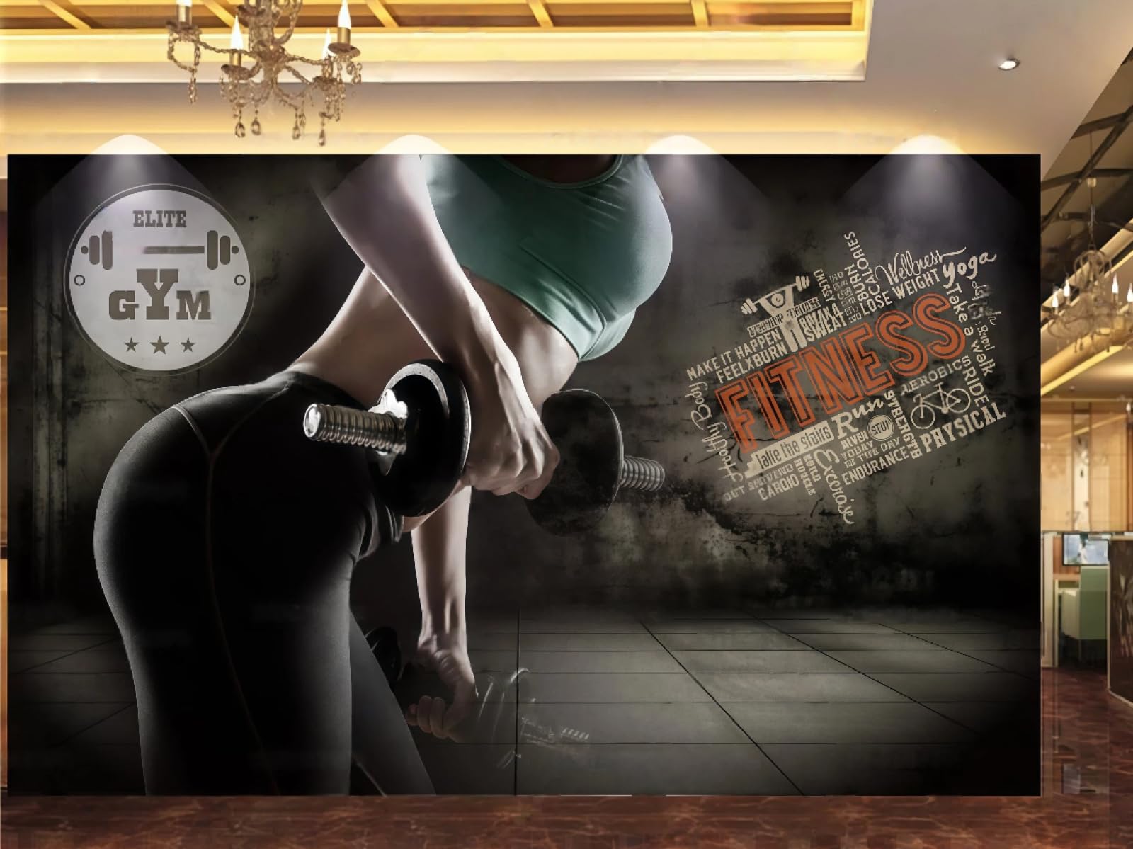 XDOUBAO Wallpaper Nostalgic Wall Hand-Painted Sports Theme Gym Shopping Mall Bar Afternoon Tea Western Restaurant Background Wall Wallpaper Coffee Shop Mural,3D,150x105cm