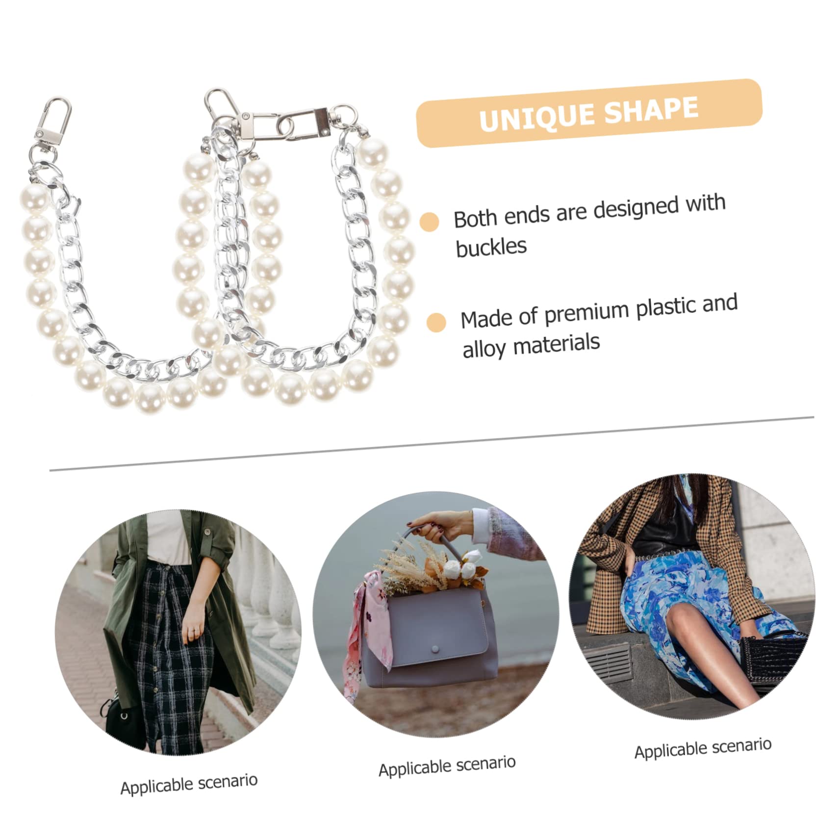 TEHAUX 6piezas Correa De Perlas Para Bolso Cadena Decorativa De Asa De Hombro Para Bolsos Repuesto De Cadena De Moda