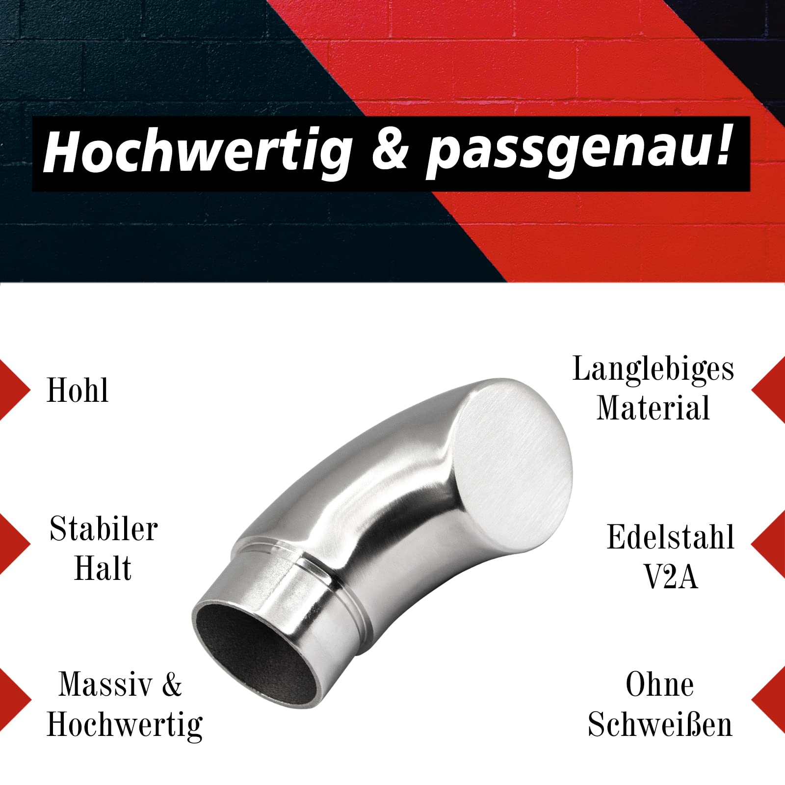 PRIOstahl Lot de 4 embouts de main courante - 33,7 mm - 90° - À insérer et à coller - En acier inoxydable V2A
