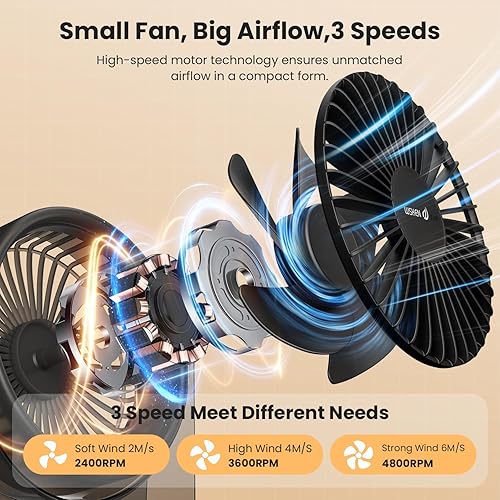 Miniatura 3 de WSKEN Ventilador de escritorio pequeño USB, diseño estético, mini pero potente, portátil, ultra silencioso, ventilador personal de escritorio de 3