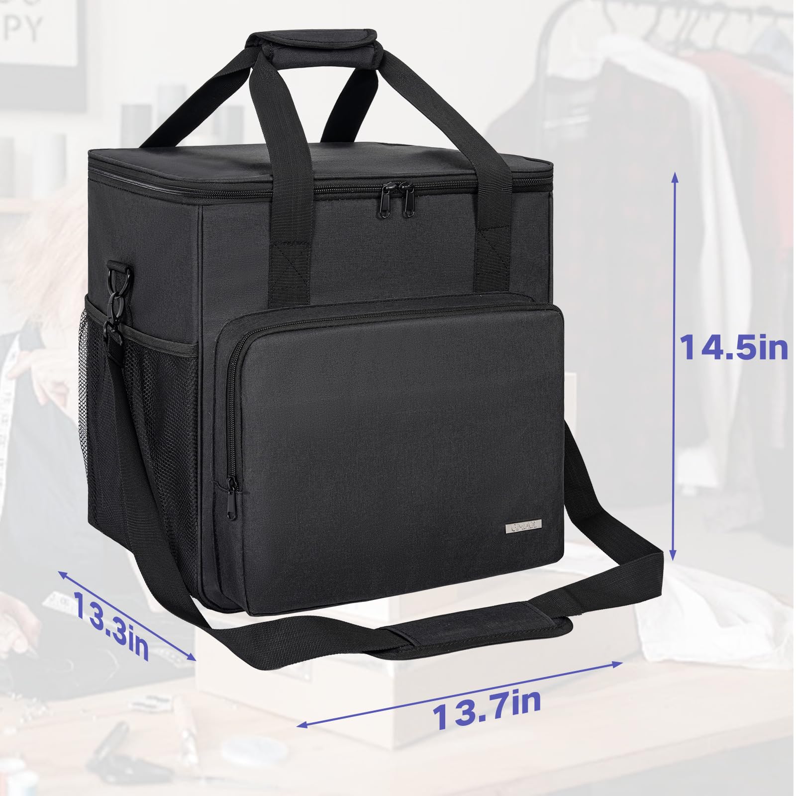 GMAK Serger - Funda de transporte, bolsa de almacenamiento universal Serger con almohadilla acolchada base, bolsillos de almacenamiento, funda de viaje con correa para el hombro para la mayoría de