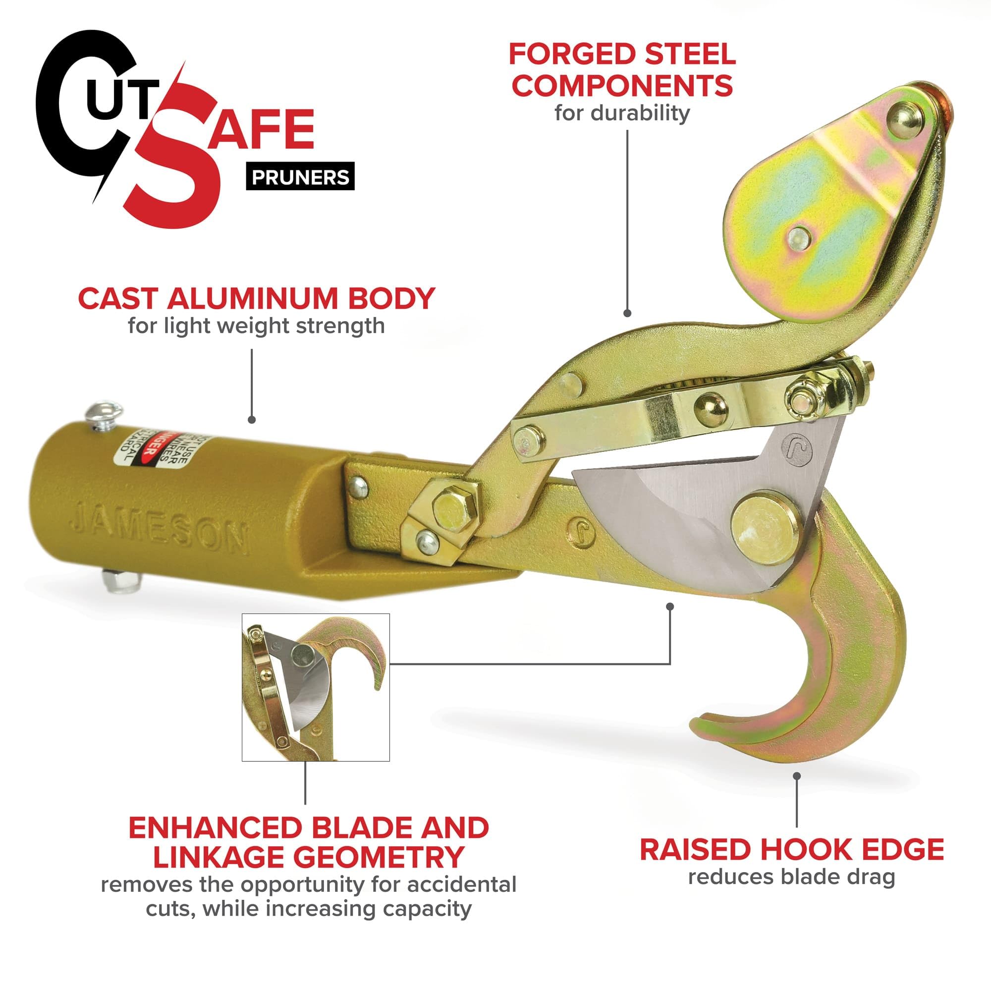 Jameson Fixed Pulley Pruner Kit with Premium 20 ft Bumpy Rope - 1.25 in. cutting capacity