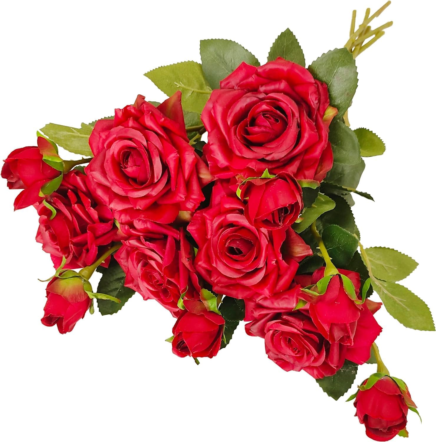 ATFL Fake Red Roses Flowers, 6 Pcs Faux Silk Real Touch Moisturizing Artificial Rose Flowers for Decoration DIY Wedding Party Home Office Decoration and Dining Table Centerpiece (6, red) - Image 9