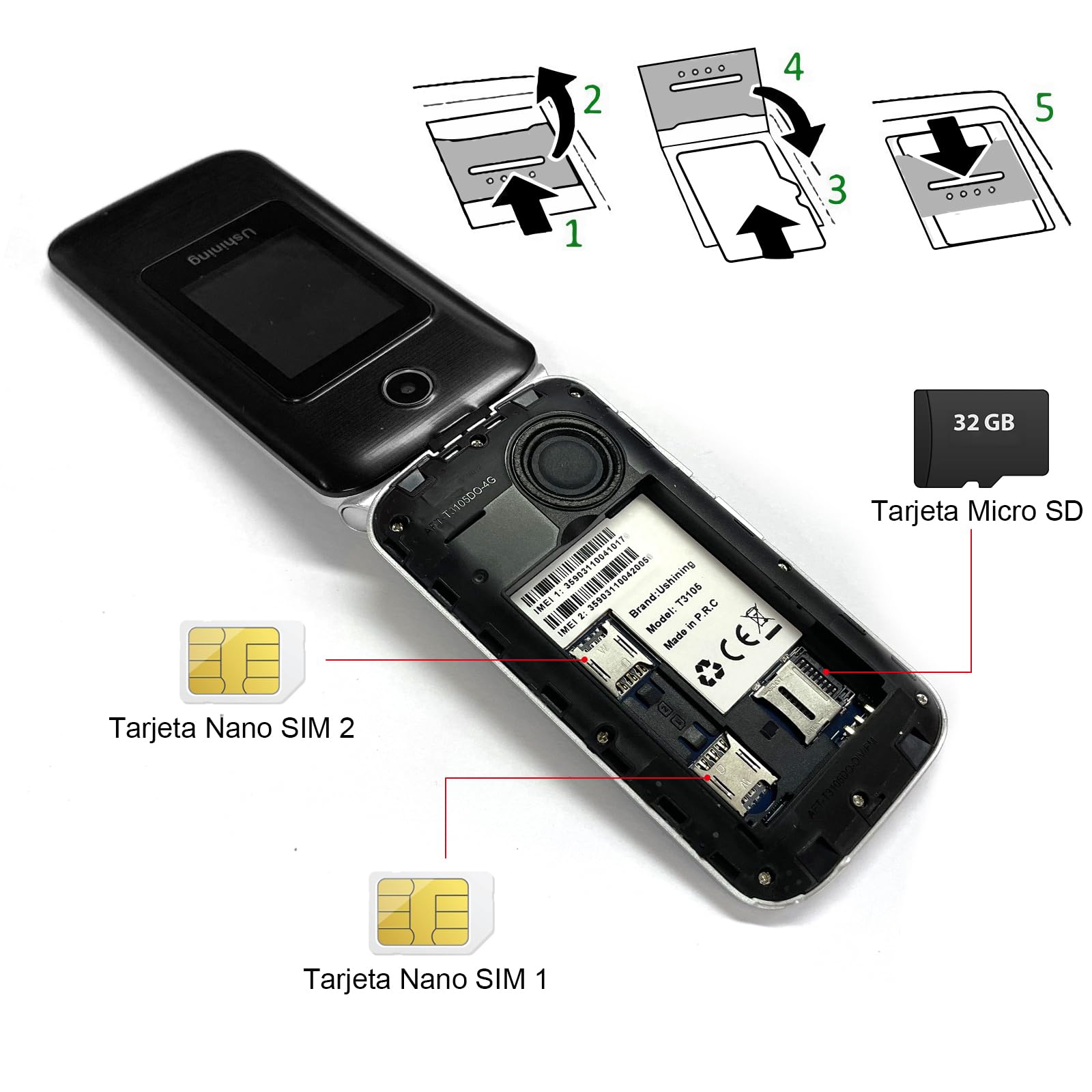 4G Telefono Movil para Mayores Libre con Teclas Grandes, Doble Ranura SIM, Fácil De Usar Teléfono Móvil Personas Mayores con Gran Pantalla de 2,8, Botón SOS,Cable USB C,Batería 1200mah,Base Cargadora