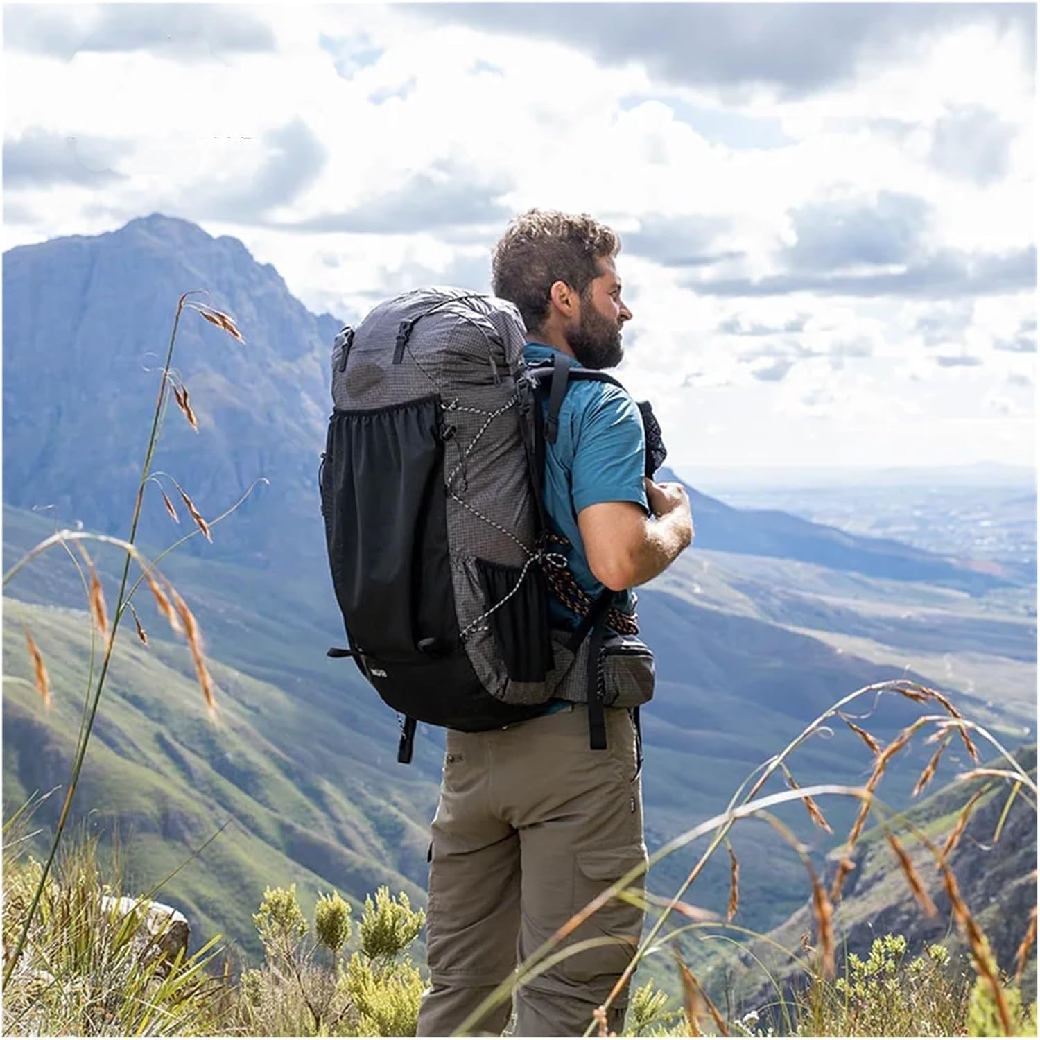 Backpack With Frame Waterproof Travel Bag Large Capacity Camping Outdoor Hiking With Rain Cover(60L Black)