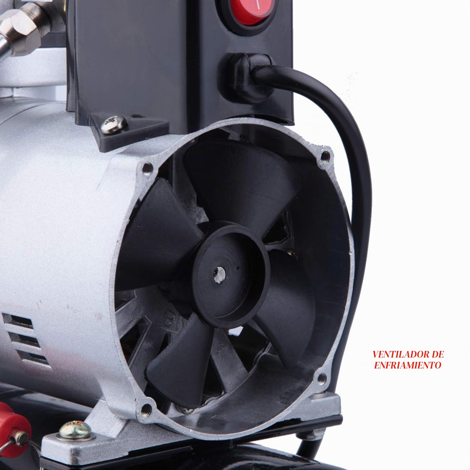 Compresor de aerógrafo tranquilo sin aceite de pistón de Timbertech Professional con ventilador de enfriamiento ABPST08 para hobby, tatuaje, uñas, etc.