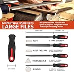 Greywolf 35 Ensemble de fichiers de pièces, fichiers métalliques, Premium T12 Tips plats, demi-rondes, ronds et triangulaires en acier au carbone, Plus 14 fin outils de ponçage et 16 Feuilles de papier à sable pour le travail du métal et du bois