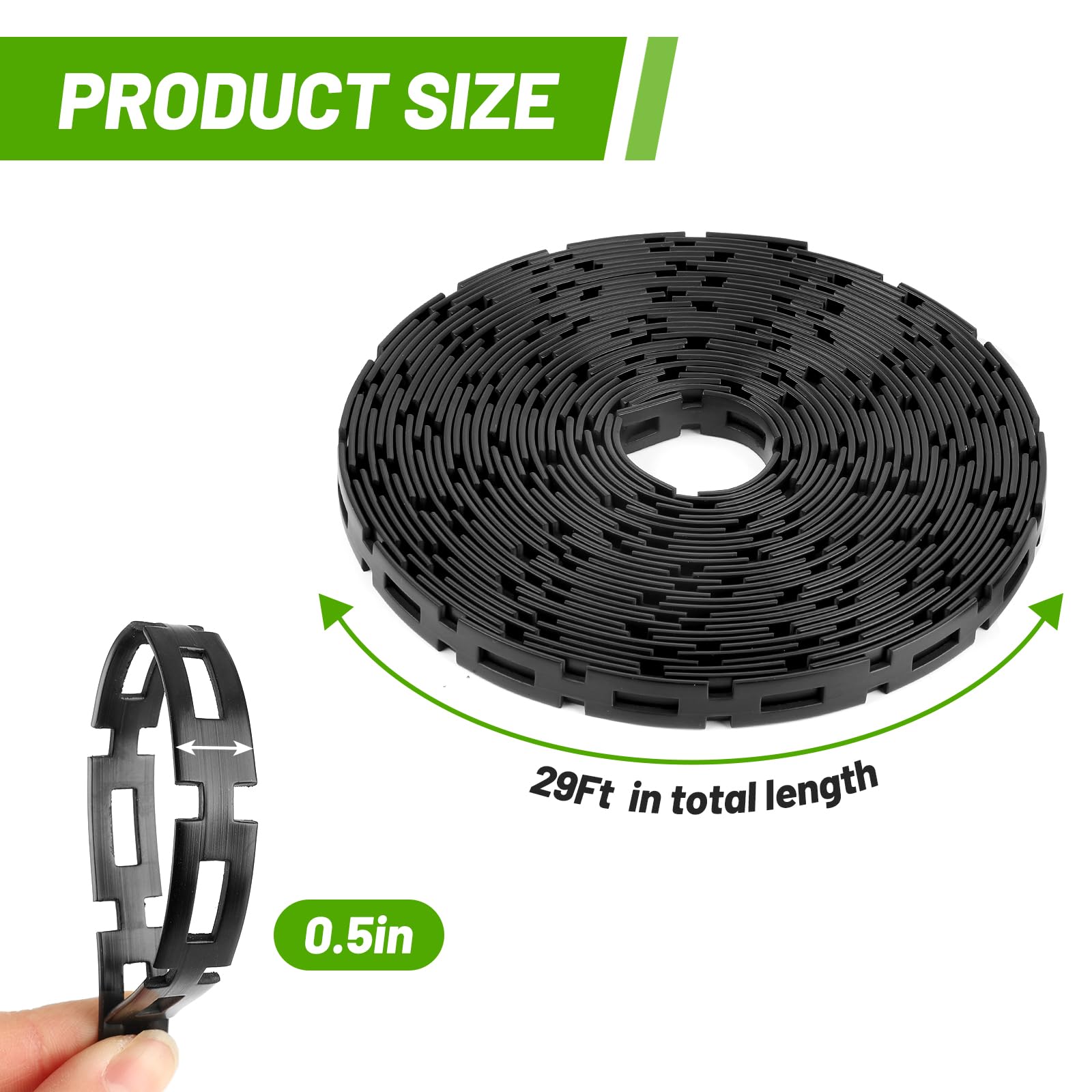 Corbata de plástico para árbol con bloqueo de cadena, correas de soporte ajustables de 1,27 cm de ancho para estacar cables flexibles reutilizables para plantas y árboles inclinados, accesorios