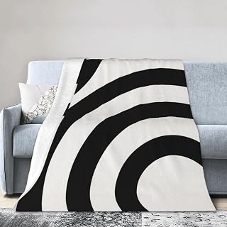 Mid Century Modern Abstract Arches Black and White Reversible Flannel Throw Blanket- Ultra Soft Lightweight for Bed, Sofa, Travel & Camping 40"X30"