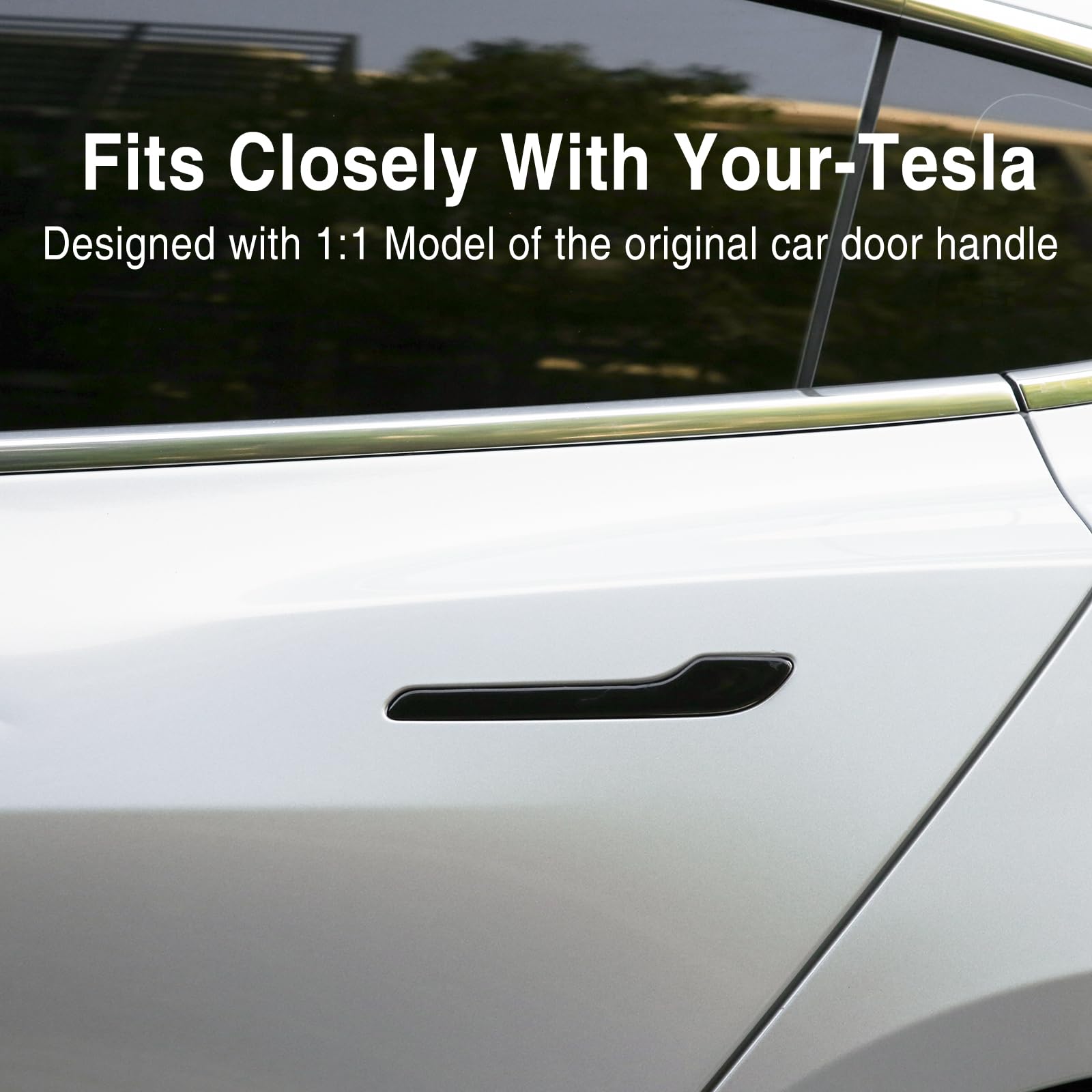 Tesheer for Tesla Door Handle Sticker Anti Scratch for Tesla Car Door Handle Wrap for Model 3/Y Accessories 4PCS Door Handle Protective Tesla Accessories (Resin, Glossy Black)