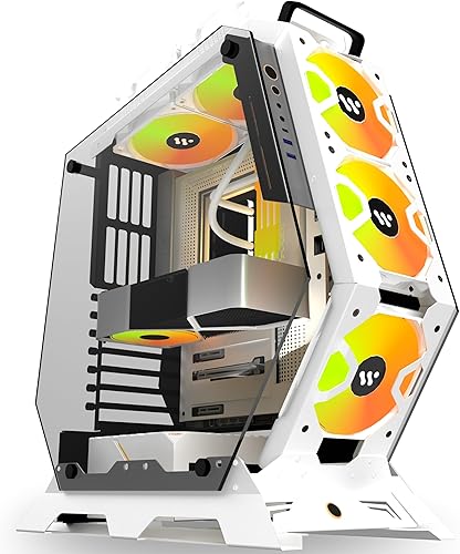 Vista 15 de KEDIERS PC Case C570 ATX Mid Tower - Carcasa de vidrio templado para computadora de juegos, marco abierto con 5 ventiladores PWM ARGB (570 rojo)