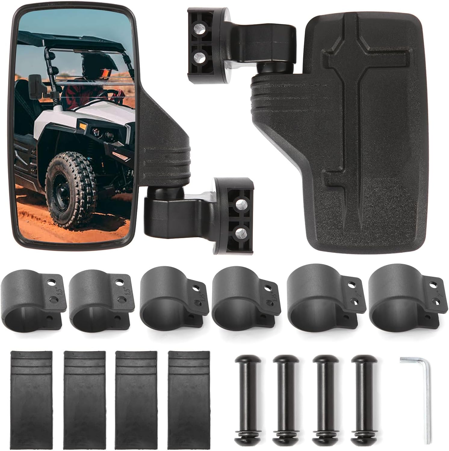 UTV Rear View Mirror for Honda Pioneer 520/520 EPS 2021 – 2025, Clear View Side View Mirror Wide Angle, Heavy Duty Center Mirror No Drill Roll Cage Mount, Vibration Resistant,A