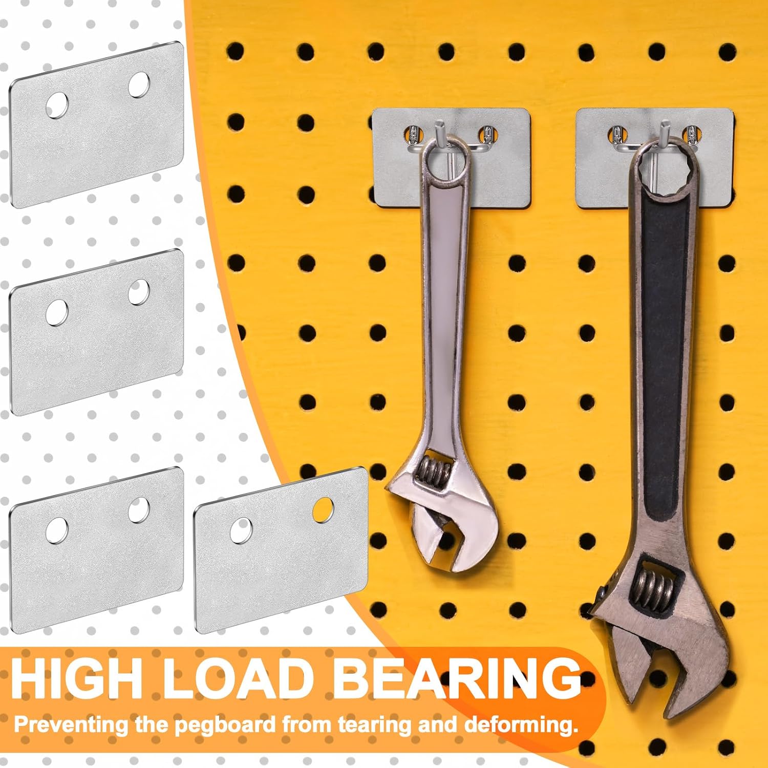 Tandefio 50 Pcs Heavy Duty Peg Hook Steel Backing Plate Fit 1/4 Hooks for 1 Spaced Peg Board Tool Galvanized Steel Wall Organizing for Home or Garage Home