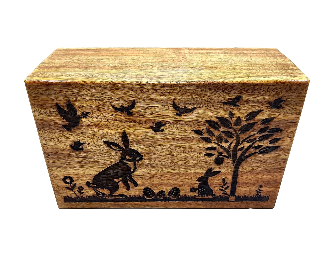 Urne décorative en bois pour cendres adulte grande boîte de rangement motifs forêt