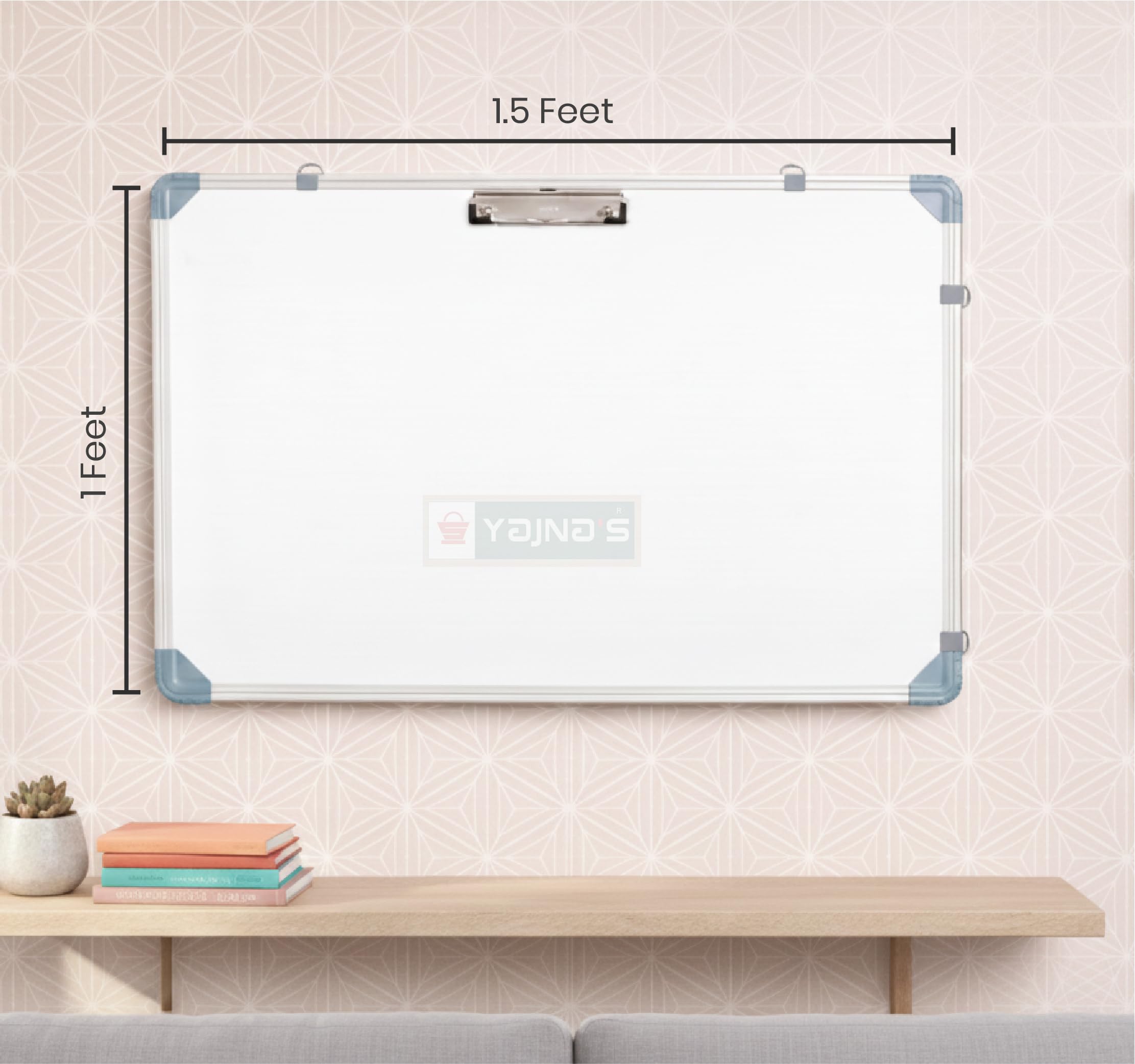 YAJNAS Lavagna bianca da scrivania, 3 x 50 cm, con supporto, lavagna bianca da tavolo, lavagna bianca con graffetta per studio, promemoria, promemoria quotidiani, scuola e ufficio