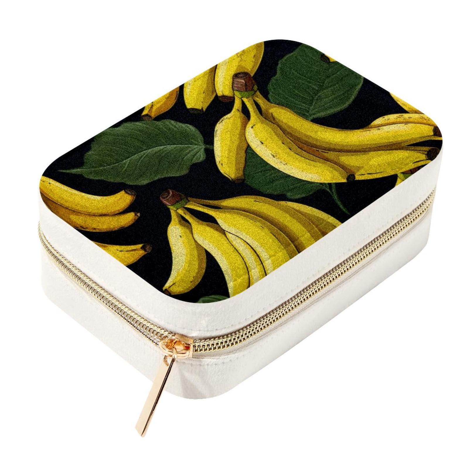 Boîte à bijoux de voyage velours banane à compartiments amovibles anti-nœud