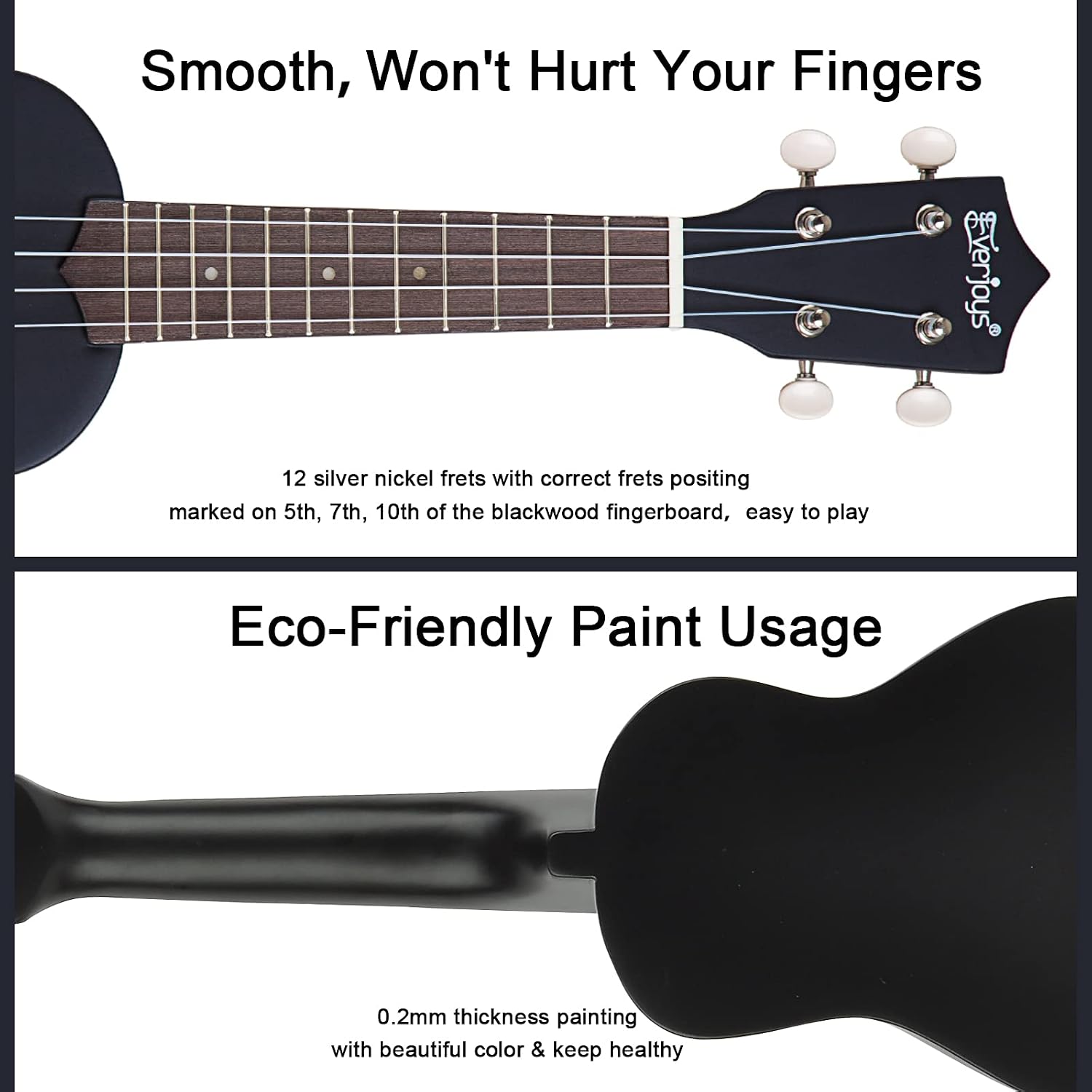 Everjoys Soprano Ukulele Beginner Pack-21 Inch w/Free Online Lesson Gig Bag Fast Learn Songbook Digital Tuner Pick Polishing Cloth All in One Kit