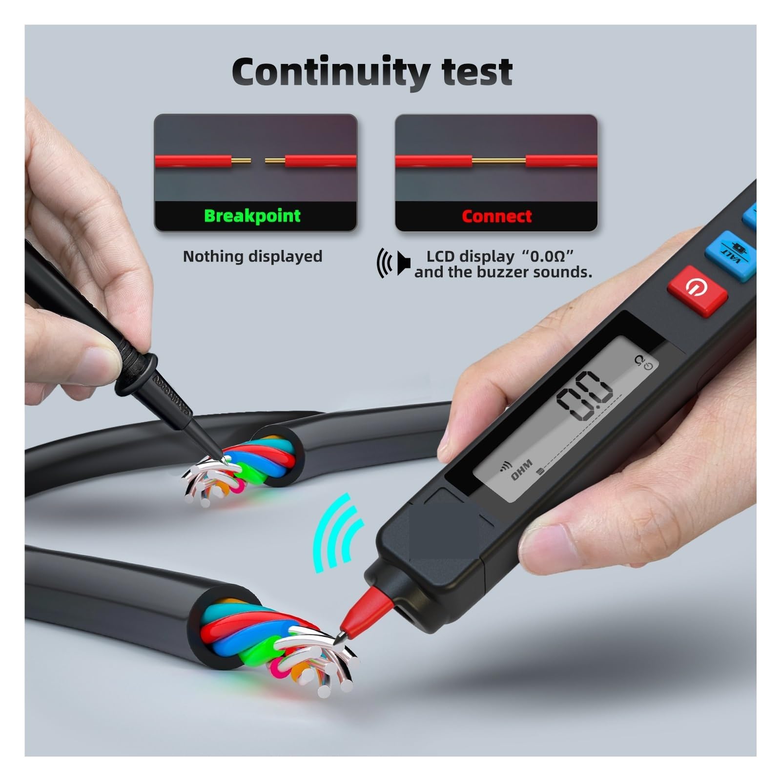 Multimetr Cyfrowy Profesjonalny Inteligentny Tester Piórkowy Auto Zakres 6000 DC AC Napięcie Prądu Pojemność Miernik Testowy NCV Bezpieczny, Praktyczny, DokłAdny(Z5)
