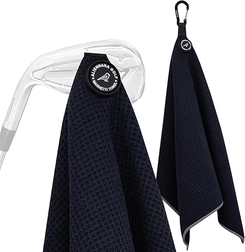 Toalla de golf magnética, diseño de gofre de microfibra con clip, imán de fuerza industrial para un fuerte agarre a bolsas de golf, carritos y palos