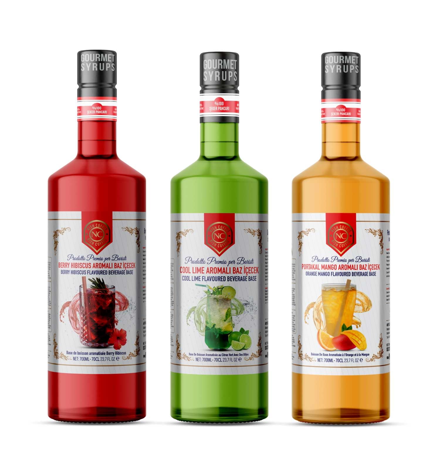 Nish Cool Lime, Berry Hibiskus, Portakal Mango Aromalı Baz İçecek 3 x 700 ML - P