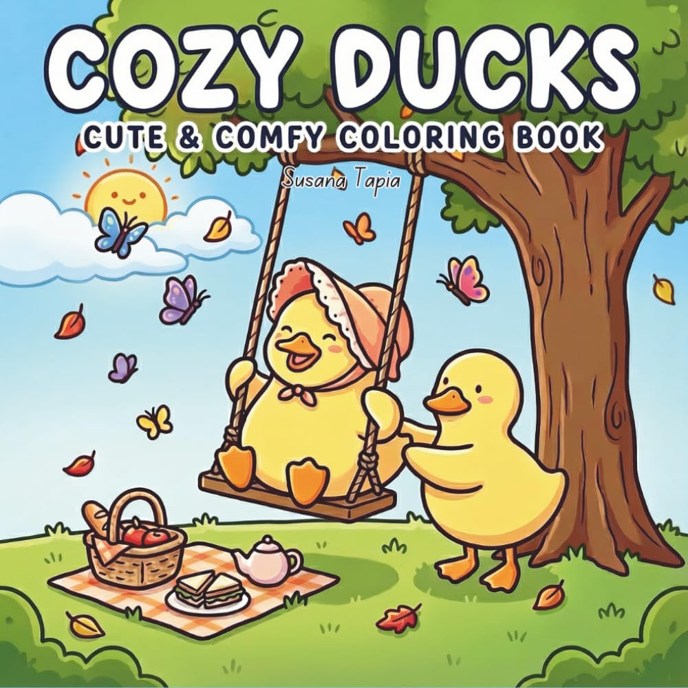 Cozy Ducks Coloring Book: 50 Adorable and Relaxing Designs Featuring Cute Ducklings, Cottagecore Gardens, and Sweet Farm Life for Stress Relief and Fun