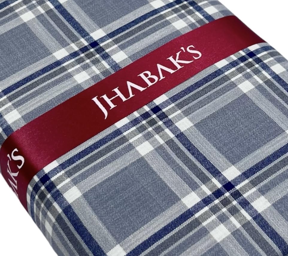 Image of JHABAK'S Cotton Blend Unstitched Checkered Fabric for Men - 2.35m Shirt Piece / 3m Kurta Piece - Width 36 Inches