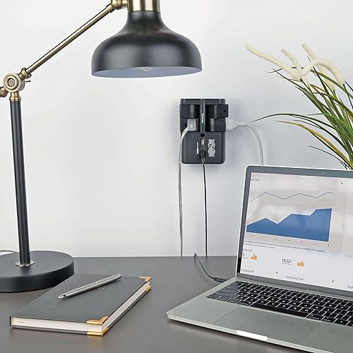 Miniatura 10 de Barra de contactos protectora de sobretensión de Tripp Lite. 6 tomacorrientes con rotación y conexión directa