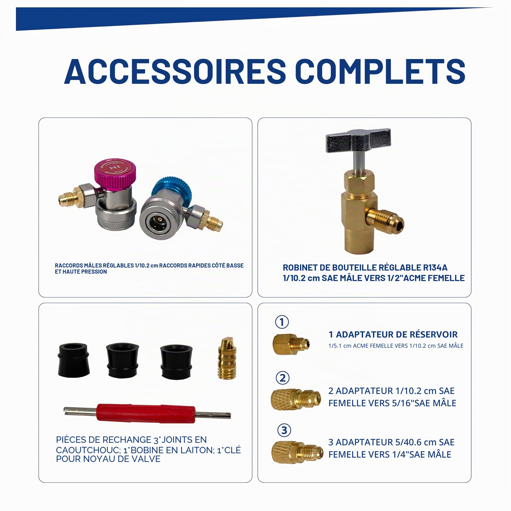 BACOENG Recharge Climatisation Voiture 4 Voies, R134a Recharge Kit avec 150cm Tuyau, Manometre Climatisation Kit de Remplissage Gaz, Convient aux Réfrigérants R32 R410A