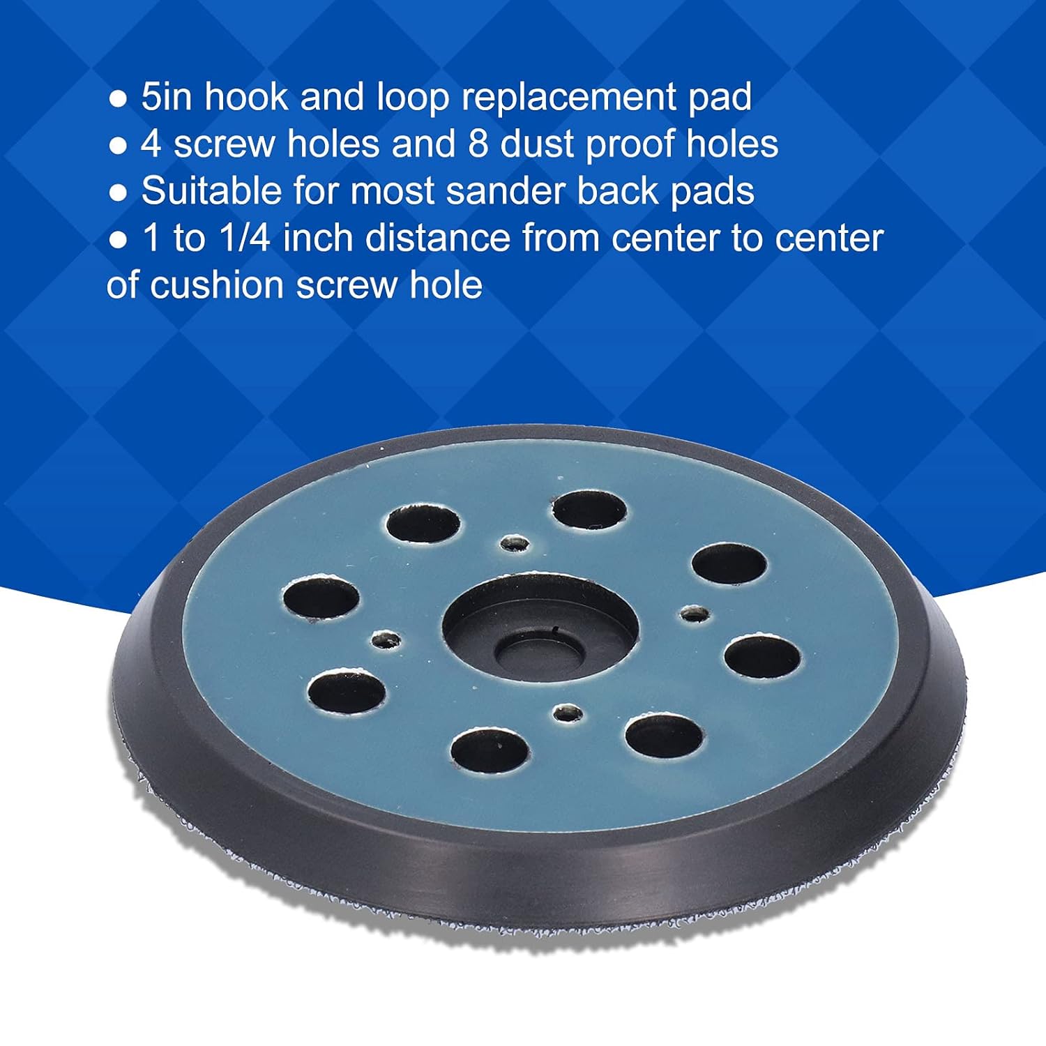 2PCS 8 Hole 5inch Sander Hook and Loop Replacement Pad, Orbital Sander Pads, for DeWalt DW420, DW421, Dw423, DW426, D26451, D26453 Orbital Sander with 4 Screws