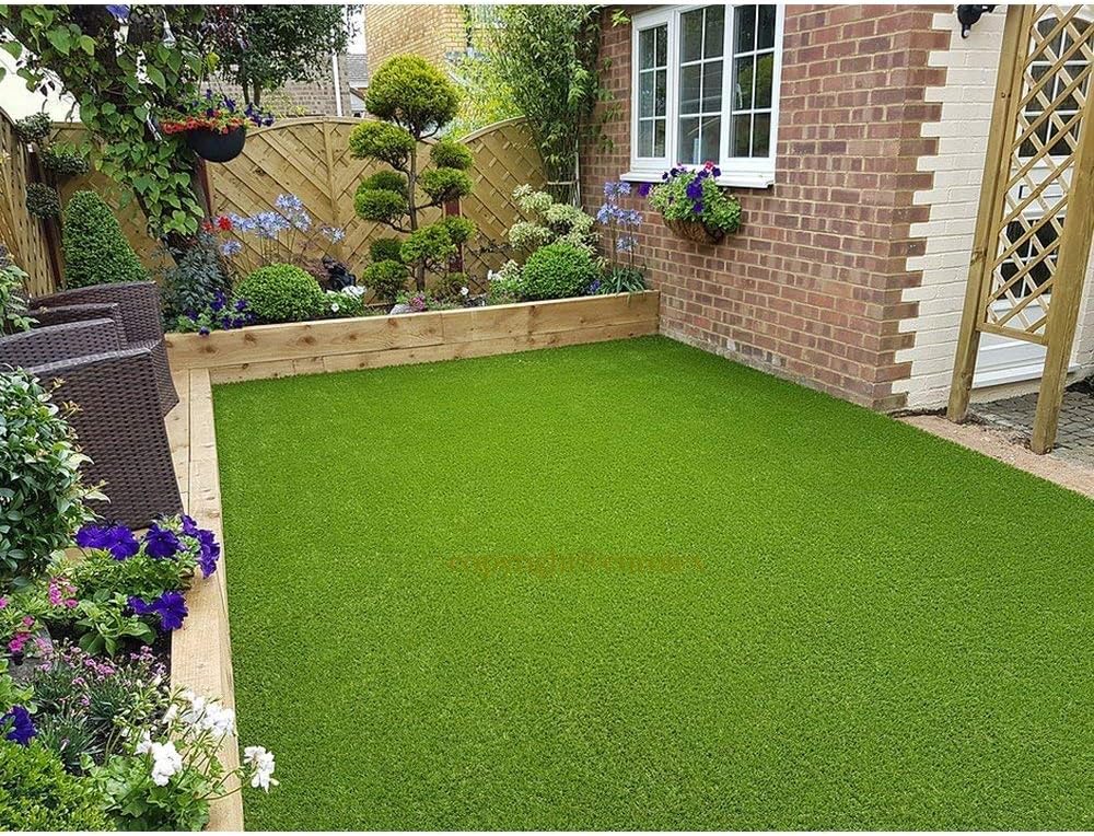 Eurotex High Density Artificial Grass Carpet Mat for Balcony, Lawn, Door (6.5 x 7 Feet, Natural Green, 35mm)