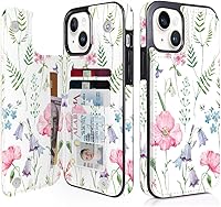 Vista 29 de uCOLOR Funda compatible con iPhone 15 de 6.1 pulgadas con ranura para tarjetero, función atril, doble cierre magnético y bloqueo RFID, funda de 6.1