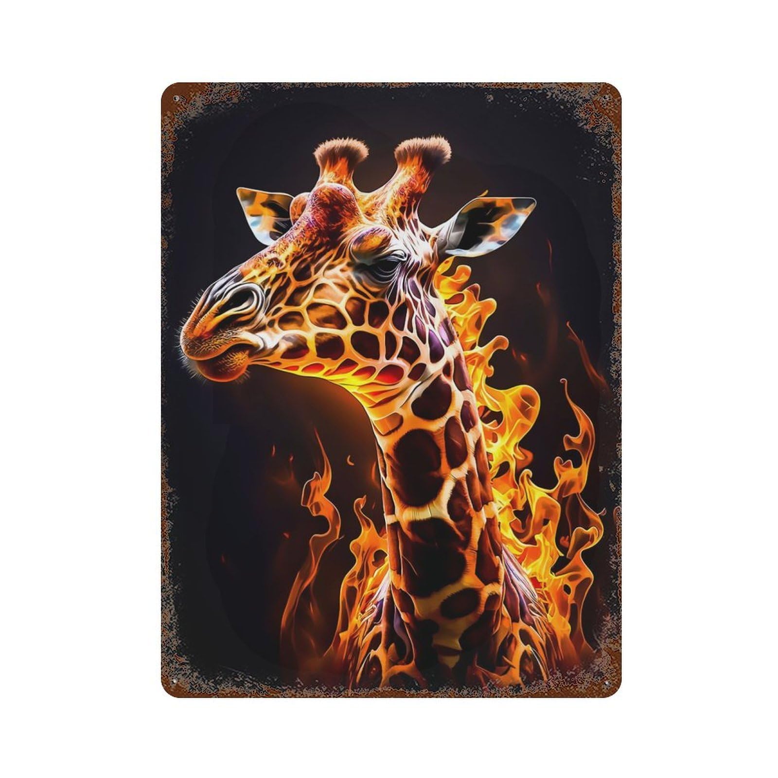 Rust Effect Giraffe Retro Metal Sign 15.7"x11.8", Farmhouse Wall Decor for Living Room, Hallway And Home Decor