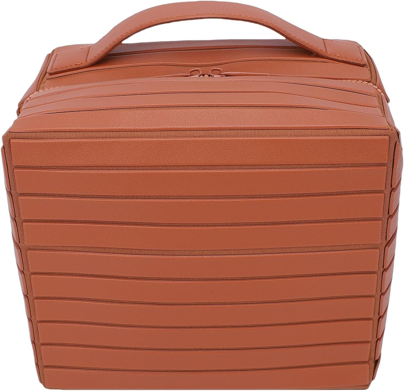 HURRISE Fold Down Makeup Bag, Large Capacity Travel Cosmetic Case with Zippered Compartments for Makeup Skincare Toiletries, Portable Organizer for Women (Navy Blue)