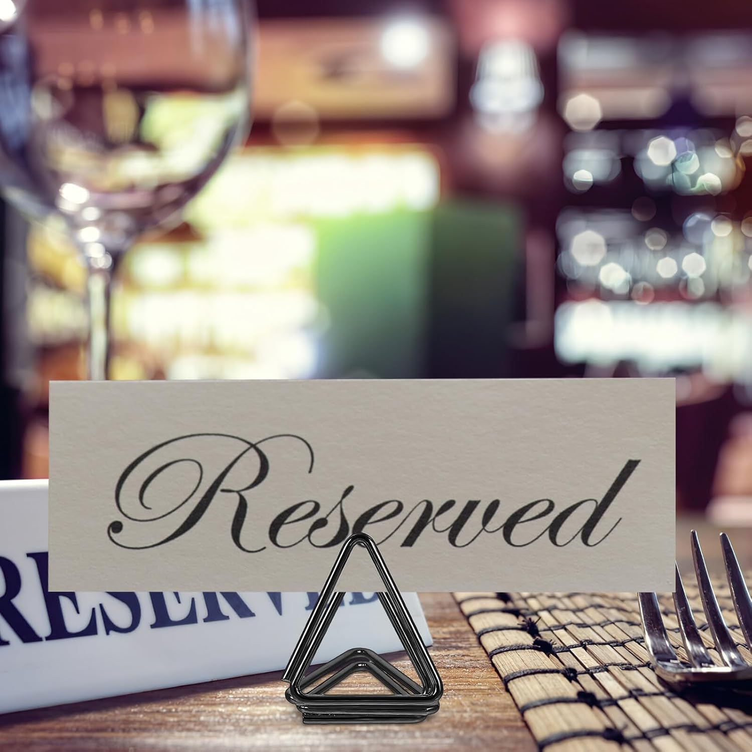 PRETYZOOM 6pcs Black Metal Triangle Memo Clip Holders Desktop Picture Photo Clips Place Card Holders for Wedding Table Number and Event Seating