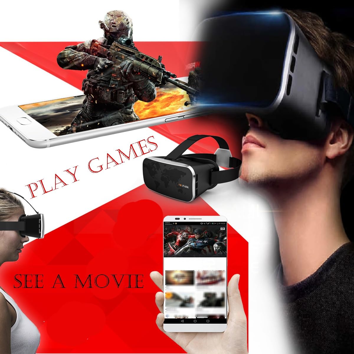 Gafas VR inteligentes de realidad virtual HD: gafas VR con protección ocular con luz azul, gafas VR inteligentes de realidad virtual HD, se pueden usar gafas VR for sistemas Android IOS: regalos ideal