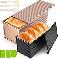 2-Pack Pullman Loaf Pans with Lids - 2.2LB & 1LB Non-Stick Carbon Steel for Perfect Sandwich, Sourdough & Shokupan Bread
